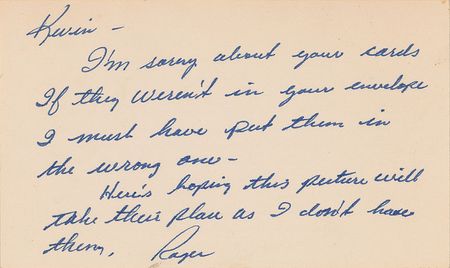 Lot #1446 Roger Maris: Maris makes up for missing signatures with a signed photo of his record-breaking home run - Image 1