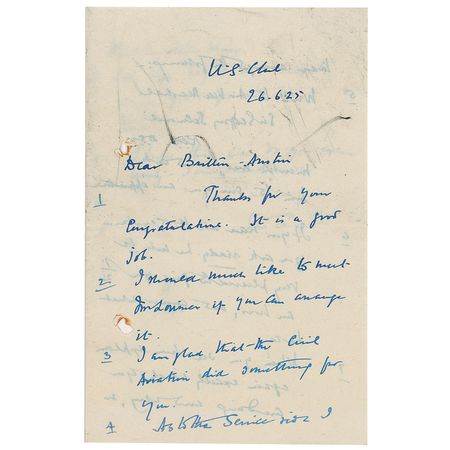 Lot #350 Ernest Dunlop Swinton Handwritten Letter Signed - Image 1