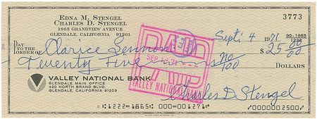 Lot #1503 Casey Stengel Checks - Image 2