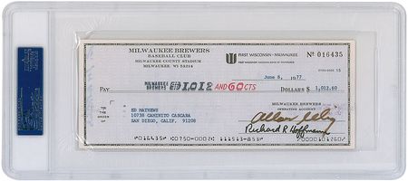 Lot #1447 Eddie Mathews Check - Image 1