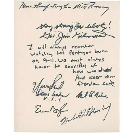 Lot #154 9/11: Over 50 officials honor the memory of 9/11 in a collector?s edition book, including Bush, Guiliani, Bloomberg, and three other former commanders-in-chief - Image 1