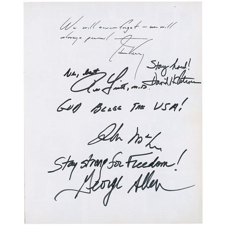 Lot #154 9/11: Over 50 officials honor the memory of 9/11 in a collector?s edition book, including Bush, Guiliani, Bloomberg, and three other former commanders-in-chief - Image 2