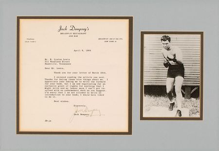 Lot #1394 Jack Dempsey Typed Letter Signed - Image 1
