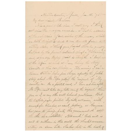 Lot #519 Samuel Francis Smith: Smith defends an attempt to replace ‘America’ as the national song, “as ‘America’ has gone to foreign parts, this government sh’d adopt the other as a suitable. Not much!” - Image 1