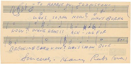 Lot #705 Harry Ruby Signed Musical Quote - Image 1