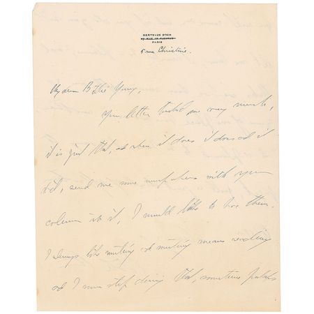 Lot #521 Gertrude Stein Handwritten Letter Signed - Image 1