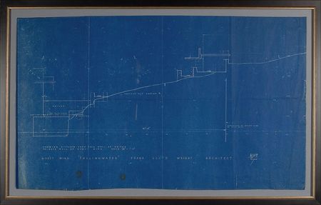 Lot #537 Frank Lloyd Wright: A stunning original blueprint of the masterwork, Fallingwater, accompanied by a letter in which Wright fumes about its construction - Image 5