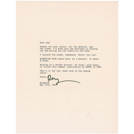 Lot #426 Ray Bradbury: ?I have done much religious verse, tying in science and the Christian myths? - Image 2