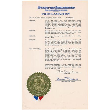 Lot #26 Bill Clinton: Arkansas governor signs a