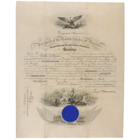 Lot #53 Benjamin Harrison Signed Document - Image 1