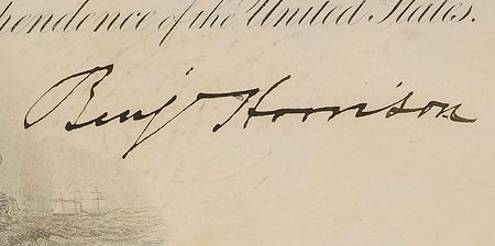 Lot #53 Benjamin Harrison Signed Document - Image 2