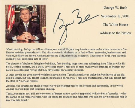 Lot #19 George W. Bush Souvenir Printed Quotation
