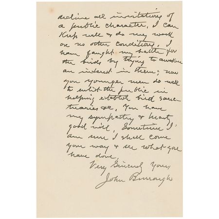 Lot #165 John Burroughs Handwritten Letter Signed - Image 2