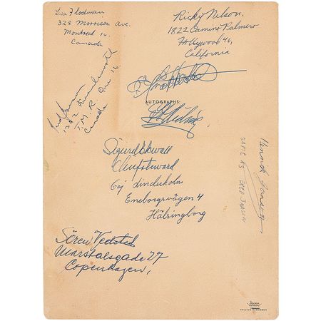 Lot #682 Rick Nelson Menu - Image 1