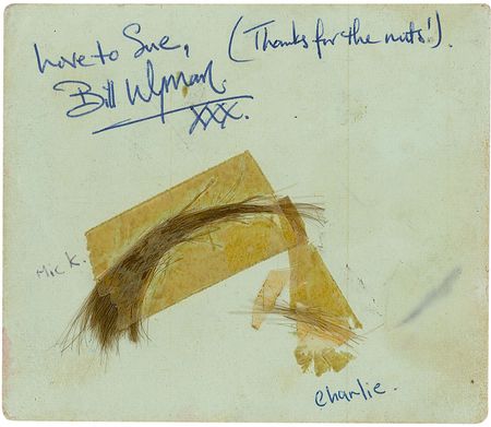 Lot #702 Rolling Stones: Wyman and Richards: Vintage Stones signatures and hair locks - Image 1