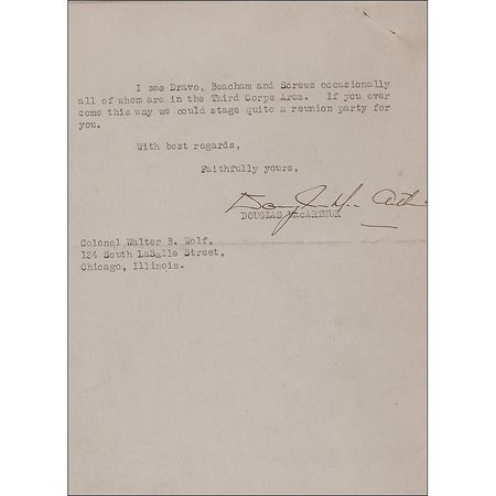 Lot #336 Douglas MacArthur: MacArthur gets pressed for tickets for the 1926 Army-Navy football game - Image 2