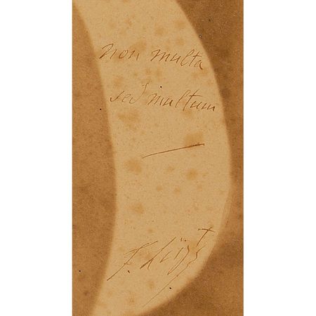 Lot #603 Franz Liszt: Practically life-size Liszt portrait with poignant Latin quotation - Image 2