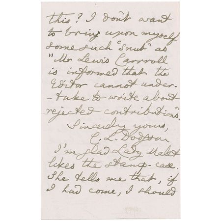 Lot #442 Charles L. Dodgson: Lewis Carroll writes of his ?new word-puzzle? in Vanity Fair and grumbles about the ?task of ?amusing 3 very good little girls??quite insatiable in the ways of puzzles and stories? - Image 3