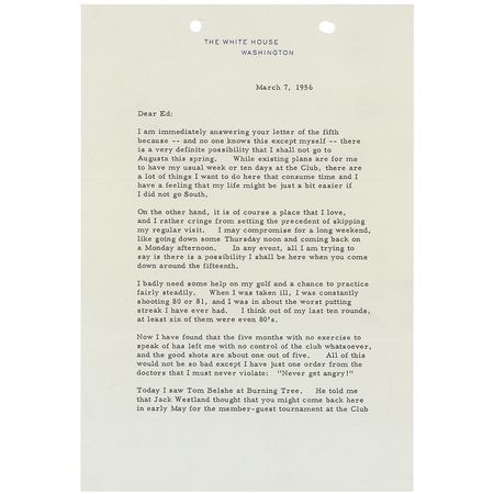 Lot #36 Dwight D. Eisenhower: “I badly need some