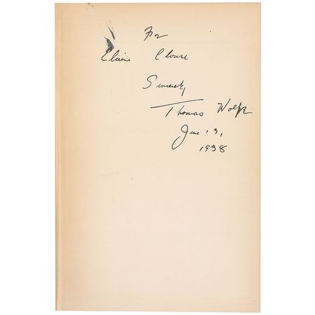 Lot #539 Thomas Wolfe: Wolfe signs his iconic Look Homeward, Angel just months before his death - Image 1
