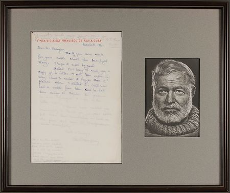 Lot #458 Ernest Hemingway: Hemingway wrestles with the downward spiral of his disastrous Dangerous Summer: ?Have written 6500 words since?Feb. 28th which is a lot of words for me. Trying hard to hold down? - Image 1
