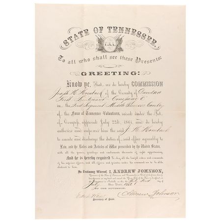 Lot #67 Andrew Johnson Signed Document - Image 1
