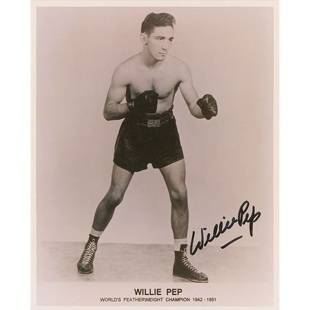 Lot #1478 Willie Pep and Carmen Basilio Signed Photographs - Image 1