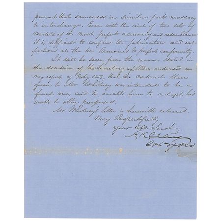 Lot #179 Jefferson Davis: The future Confederate president endorses a report on Whitney’s firearms only five years before Manassas - Image 3