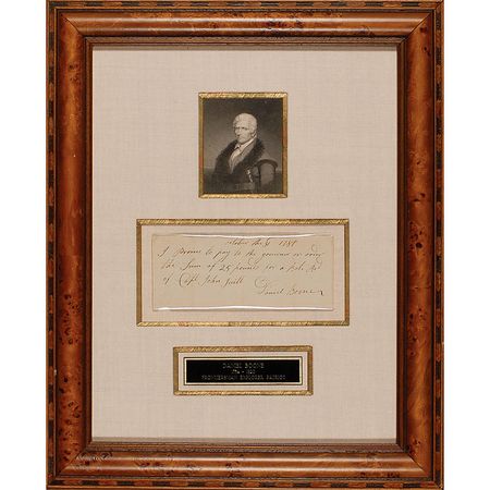 Lot #166 Daniel Boone: Extremely rare and desirable 1787 promissory note for the purchase of a boat - Image 1