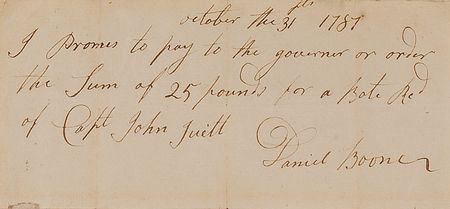 Lot #166 Daniel Boone: Extremely rare and desirable 1787 promissory note for the purchase of a boat - Image 2