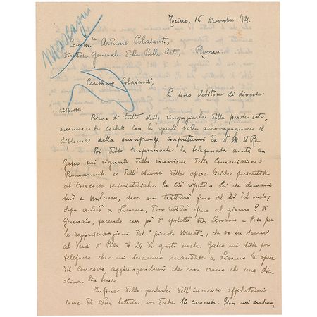 Lot #607 Pietro Mascagni Handwritten Letter Signed - Image 1