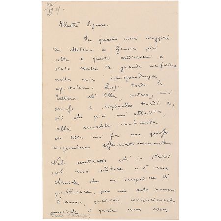 Lot #589 Arrigo Boito Handwritten Letter Signed - Image 1