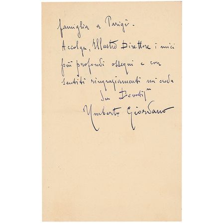 Lot #597 Umberto Giordano Handwritten Letter Signed - Image 2