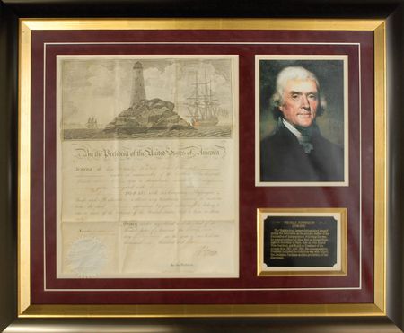 Lot #65 Thomas Jefferson: Impressively displayed ship’s paper for the Brig Neptune - Image 1