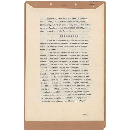 Lot #929 Billie Burke Signed Document - Image 1
