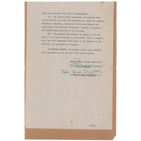 Lot #929 Billie Burke Signed Document - Image 2