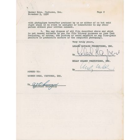 Lot #1090 Billy Wilder: Wilder receives permission to go through Spirit of St. Louis outtakes occupying his vault - Image 2