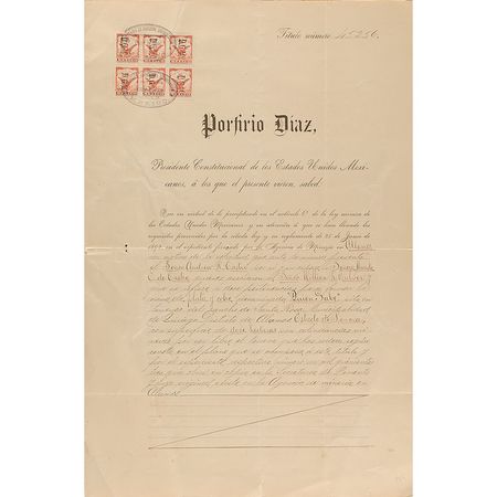 Lot #187 Porfirio Diaz Signed Document - Image 1