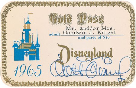 Lot #558 Walt Disney: Never before offered Disneyland Gold Pass, still housed in its original presentation sleeve! - Image 1