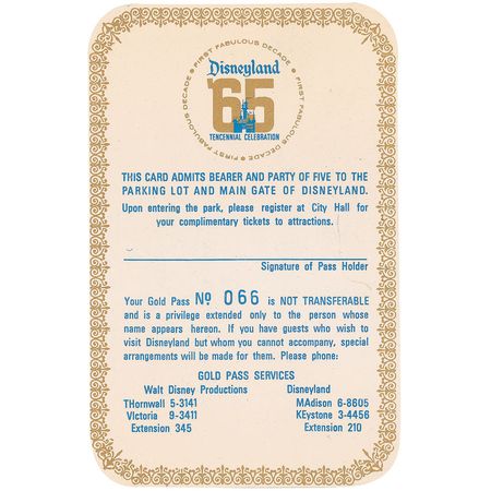 Lot #558 Walt Disney: Never before offered Disneyland Gold Pass, still housed in its original presentation sleeve! - Image 2