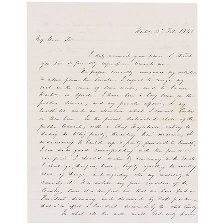 Lot #177 Henry Clay: In a blistering letter, Clay fumes about newly-elected President Harrison: ?It is unlike any prior condition of the country, since it is the first time that we have had a President disowning and disowned by both parties? - Image 1