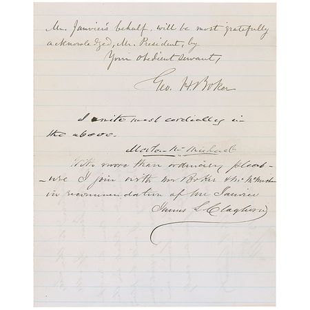 Lot #50 U. S. Grant: A hearty recommendation for the poet of ‘The Sleeping Sentinel,’ whose “fine poems, with which he assisted our great cause, are yet lingering in the hearts of the people” - Image 3