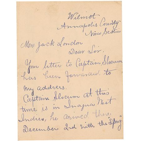 Lot #471 Jack London: London tries to reach Captain Slocum, his inspiration to build the ‘Snark’ - Image 2