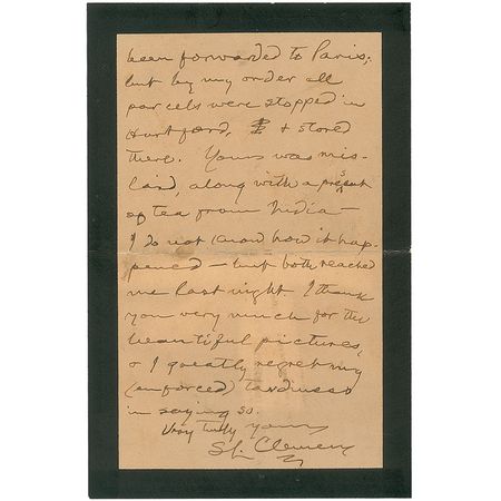 Lot #437 Samuel L. Clemens: Clemens responds to a letter sent 11 years earlier that only reached him the night before - Image 2