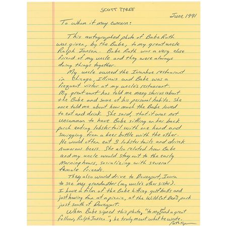 Lot #1482 Babe Ruth: An enormous portrait inscribed to a Chicago speakeasy owner, one of only a handful of oversized portraits known to exist, quite possibly the first one offered since the Halper collection - Image 3