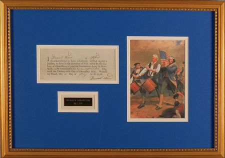 Lot #307 Daniel Ward: Exemplary enlistment in the Continental Army, signed on the heels of the Declaration of Independence - Image 1