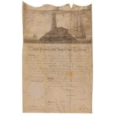 Lot #1 John Adams: Ship’s pass for the well-armed