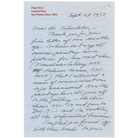 Lot #477 Peggy Bacon Handwritten Letter Signed - Image 1