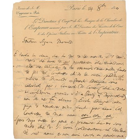 Lot #654 Ferdinando Paer Handwritten Letter Signed - Image 1