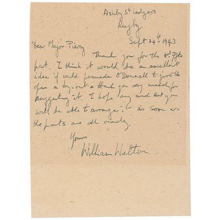 Lot #666 William Walton Handwritten Letter Signed - Image 1